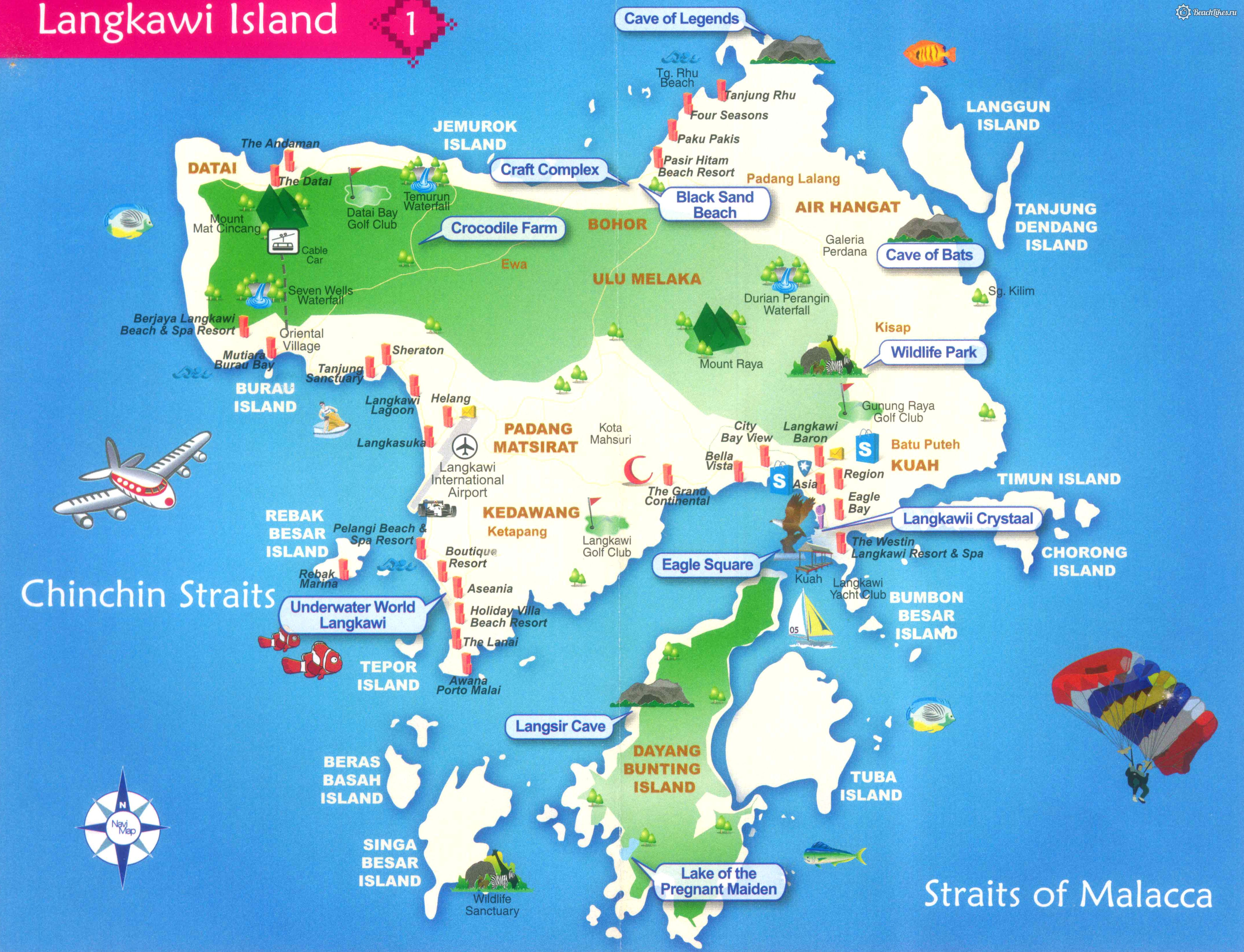 Beach Likes   Langkawi Beaches Map 