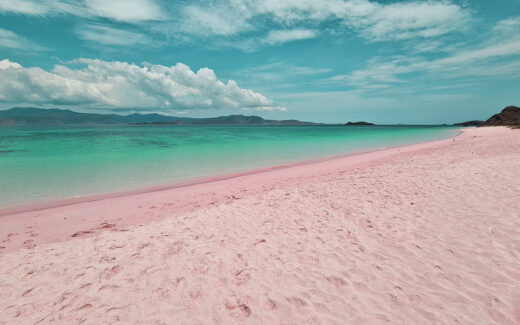 Розовый пляж на острове Ломбок