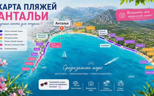 Карта пляжей Анталии в Турции